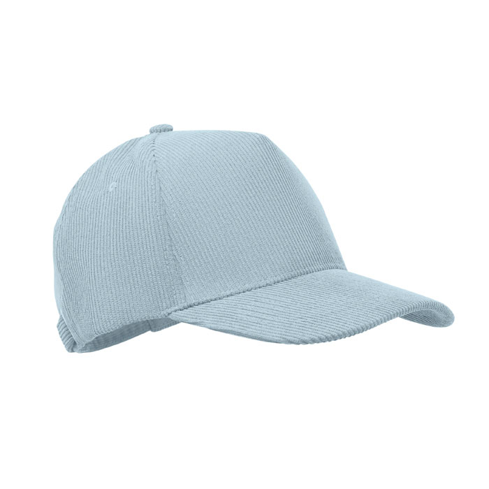 Casquette velours côtelé à 5 pans personnalisée Wale bleu bébé